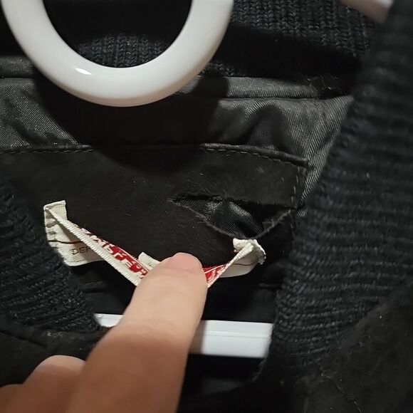 VTG Black Nubuck Leather Jacket Sz10 Distressed Snap Quilted Moto Bomber Biker - Picture 4 of 16